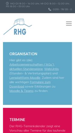 Vorschau der mobilen Webseite rhg-krefeld.de, Ricarda-Huch-Gymnasium