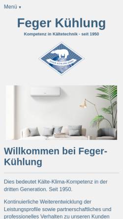 Vorschau der mobilen Webseite www.fegerkuehlung.de, Feger-Kühlung