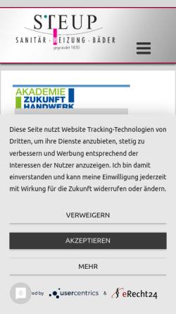 Vorschau der mobilen Webseite steup-bäder.de, Ludwig Steup GmbH