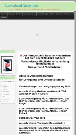 Vorschau der mobilen Webseite www.turnverband-r-niederrhein.de, Turnverband Rechter Niederrhein e.V.