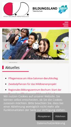 Vorschau der mobilen Webseite www.alice-salomon-berufskolleg.de, Alice-Salomon-Berufskolleg