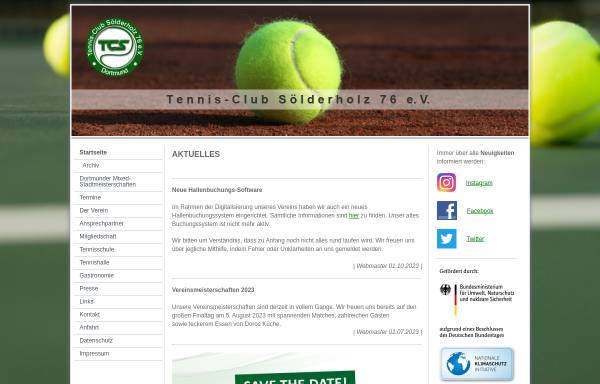 Vorschau von www.tc-soelderholz.de, Tennis-Club Sölderholz 76 e.V.