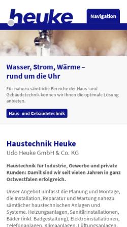 Vorschau der mobilen Webseite www.haustechnik-heuke.de, Udo Heuke GmbH & Co. KG