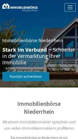 Vorschau der mobilen Webseite www.immobilienboerse-niederrhein.de, Immobilienbörse Niederrhein e.V.