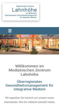 Vorschau der mobilen Webseite www.lahnhoehe.de, Klinik Lahnhöhe Krankenhausgesellschaft mbH & Co KG