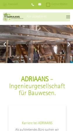 Vorschau der mobilen Webseite adriaans-lage.de, Ingenieurbüro Adriaans, Inhaber Dipl.-Ing. Heinrich Adriaans