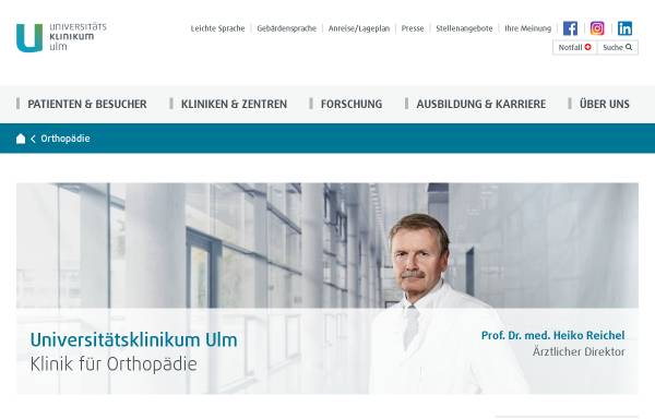 Vorschau von www.uniklinik-ulm.de, Orthopädische Universitätsklinik mit Querschnittgelähmtenzentrum, Ulm