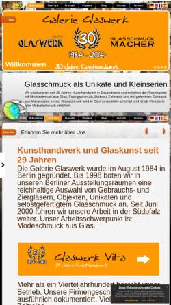 Vorschau der mobilen Webseite www.galerie-glaswerk.de, Galerie Glaswerk
