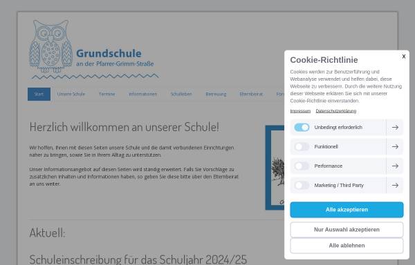 Vorschau von www.gsgrimm.musin.de, Grundschule an der Pfarrer-Grimm-Straße
