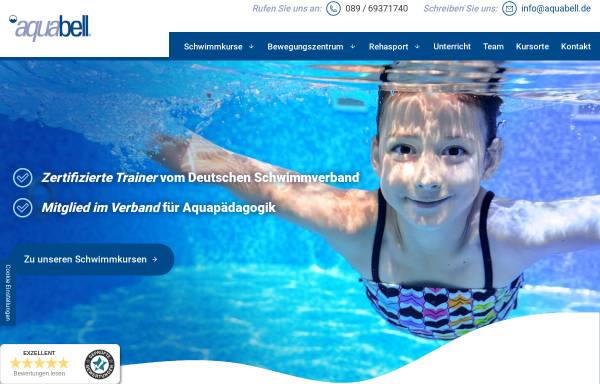 Vorschau von www.aquabell.de, Schwimmschule Aquabell