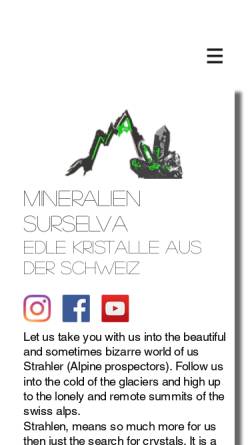 Vorschau der mobilen Webseite www.mineralien-surselva.de, Mineralien der Surselva