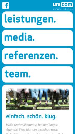 Vorschau der mobilen Webseite www.unicom-berlin.de, Unicom Werbeagentur GmbH