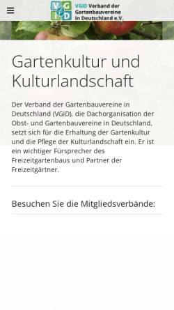 Vorschau der mobilen Webseite www.gartenbauvereine.de, Bundesarbeitsgemeinschaft Gartenkultur und Landespflege e.V.