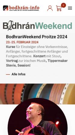 Vorschau der mobilen Webseite www.bodhran-info.de, Bodhran-Info.de