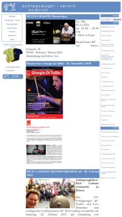 Vorschau der mobilen Webseite www.schlagzeug.it, Schlagzeugerverein Südtirol