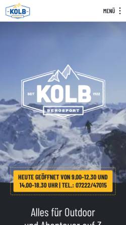 Vorschau der mobilen Webseite bergsport-kolb.de, Bergsport Kolb