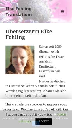 Vorschau der mobilen Webseite www.elkefehling.de, Fehling, Elke