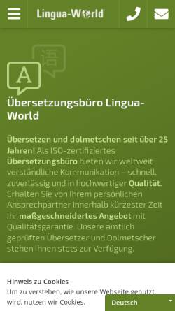 Vorschau der mobilen Webseite www.lingua-world.de, Lingua-World GmbH