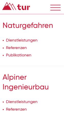 Vorschau der mobilen Webseite www.tur.ch, Ingenieurbüro Teufen & Romang