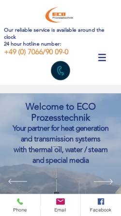 Vorschau der mobilen Webseite www.eco-prozesstechnik.com, ECO Prozesstechnik GmbH