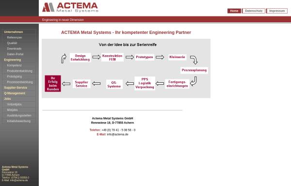 Vorschau von www.actema.de, Actema Metal Systems GmbH & Co. KG