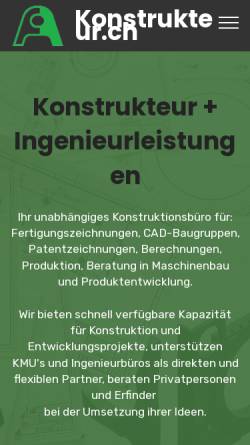 Vorschau der mobilen Webseite www.konstrukteur.ch, Felix Auer Konstruktionsbüro