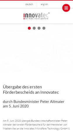 Vorschau der mobilen Webseite www.innovatec.de, Innovatec GmbH