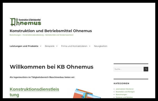 Vorschau von www.kb-ohnemus.de, Konstruktion und Betriebsmittel Ohnemus, Inh. Dipl.-Ing. (FH) Manuel Ohnemus