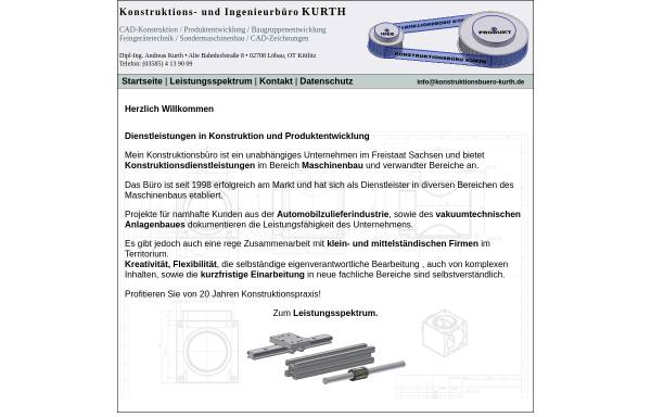 Vorschau von www.konstruktionsbuero-kurth.de, Konstruktions- und Ingenieurbüro Andreas Kurth