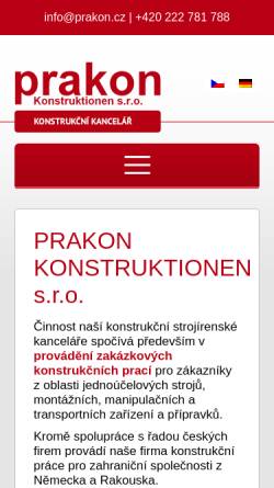 Vorschau der mobilen Webseite www.prakon.cz, Prakon Praha Konstruktionen s.r.o.