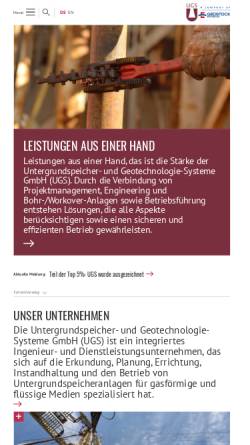 Vorschau der mobilen Webseite www.ugsnet.de, Untergrundspeicher- und Geotechnologie-Systeme GmbH