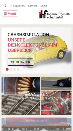 Vorschau der mobilen Webseite www.ihf-ffm.de, Ingenieurbüro Huß & Feickert GbR
