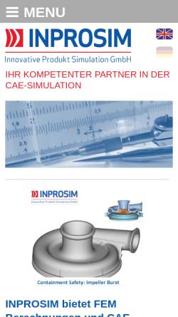 Vorschau der mobilen Webseite www.inprosim.de, Inprosim GmbH