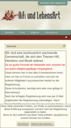 Vorschau der mobilen Webseite www.hifi-und-lebensart.de, Hifi und Lebensart