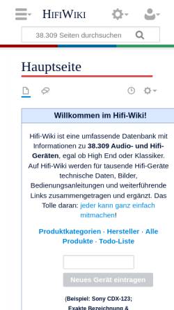Vorschau der mobilen Webseite www.hifi-wiki.de, Hifi-Wiki