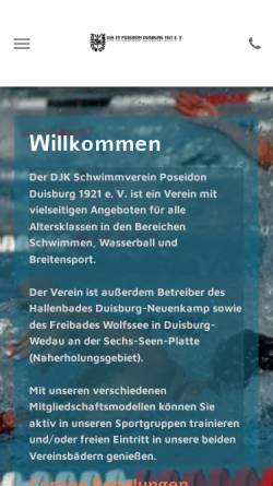 Vorschau der mobilen Webseite www.poseidon-duisburg.de, DJK SV Poseidon Duisburg 1921 e.V.