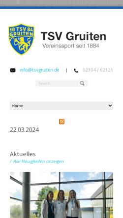 Vorschau der mobilen Webseite www.tsvgruiten.de, TSV Gruiten e.V. - Schwimmabteilung