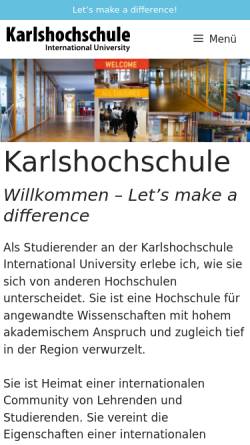Vorschau der mobilen Webseite www.karlshochschule.de, Karlshochschule Karlsruhe