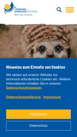 Vorschau der mobilen Webseite www.tierpark-bochum.de, Tierpark und Fossilium Bochum