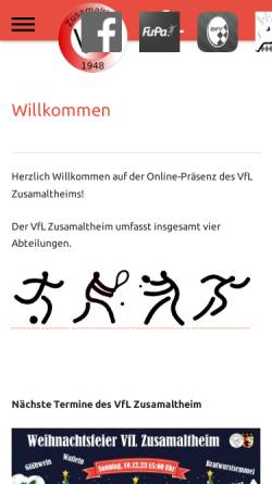 Vorschau der mobilen Webseite www.vflzusamaltheim.de, Vereine im Ort