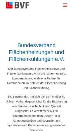Vorschau der mobilen Webseite www.flaechenheizung.de, Bundesverband Flächenheizungen e.V.