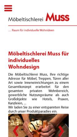 Vorschau der mobilen Webseite tischlerei-muss.de, Bau- und Möbeltischlerei Heinrich Muss