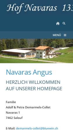 Vorschau der mobilen Webseite hof-navaras.ch, Hof Navaras in Salouf