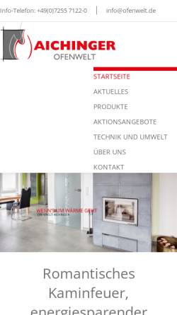 Vorschau der mobilen Webseite ofenwelt.de, Aichinger Ofenwelt