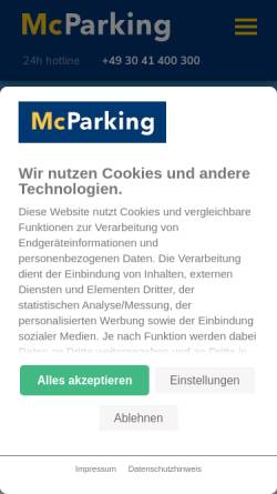 Vorschau der mobilen Webseite www.mcparking.de, McParking - Kai Rixrath