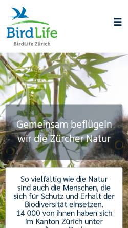 Vorschau der mobilen Webseite www.birdlife-zuerich.ch, BirdLife Zürich
