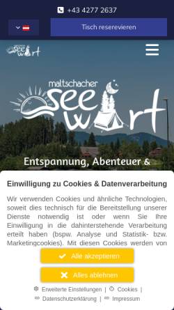 Vorschau der mobilen Webseite www.seewirt-spiess.com, Camping Seewirt Spiess - Maltschachersee