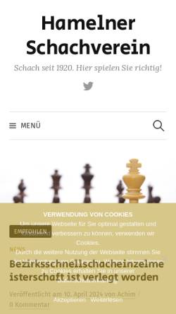 Vorschau der mobilen Webseite www.hamelnerschachverein.de, Hamelner Schachverein e.V.
