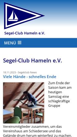 Vorschau der mobilen Webseite segel-club-hameln.de, Segel-Club Hameln e.V.