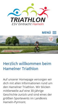 Vorschau der mobilen Webseite www.hamelnertriathlon.de, Triathlonsparte im ESV Eintracht Hameln